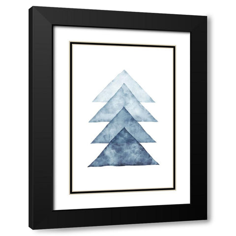Blue Shapes II Black Modern Wood Framed Art Print with Double Matting by JJ Design
