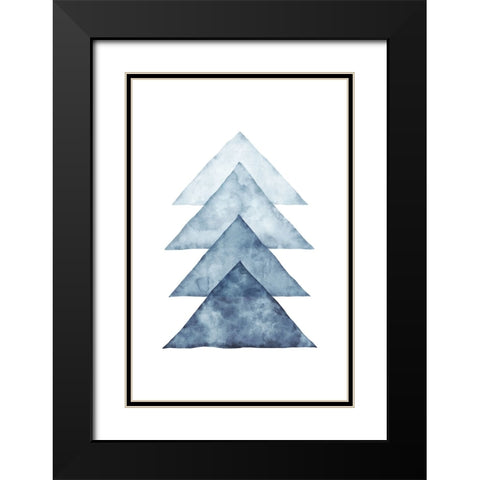 Blue Shapes II Black Modern Wood Framed Art Print with Double Matting by JJ Design