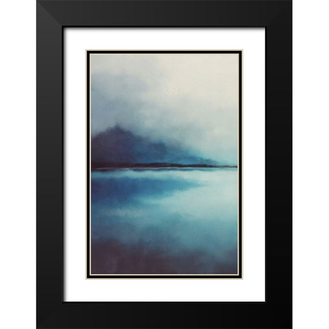 Misty Blue Landscape Black Modern Wood Framed Art Print with Double Matting by JJ Design