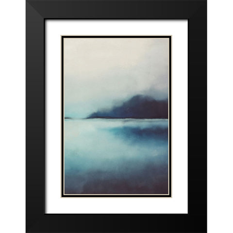 Misty Blue Landscape II Black Modern Wood Framed Art Print with Double Matting by JJ Design