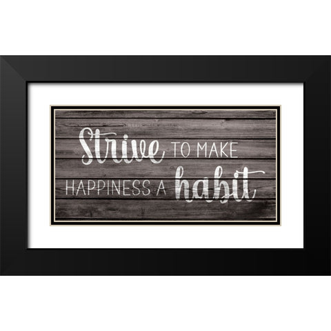 Happiness is a Habit Black Modern Wood Framed Art Print with Double Matting by JJ Design