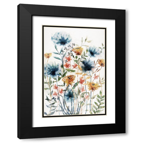Wildflowers I Black Modern Wood Framed Art Print with Double Matting by JJ Design