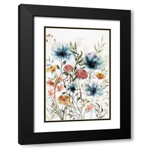 Wildflowers II Black Modern Wood Framed Art Print with Double Matting by JJ Design