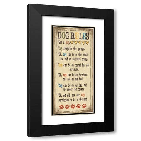 Dog Rules Black Modern Wood Framed Art Print with Double Matting by Moulton, Jo