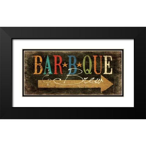 BBQ and Brew Black Modern Wood Framed Art Print with Double Matting by Moulton, Jo