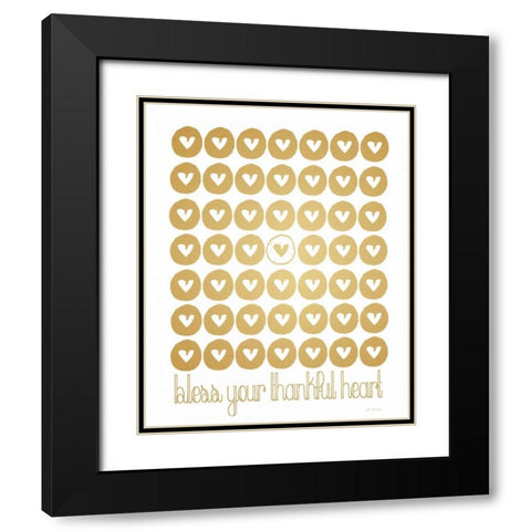 Faux Gold Bless Your Thankful Heart Black Modern Wood Framed Art Print with Double Matting by Moulton, Jo