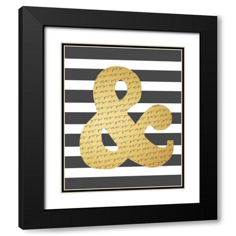 Faux Gold Ampersand Black Modern Wood Framed Art Print with Double Matting by Moulton, Jo