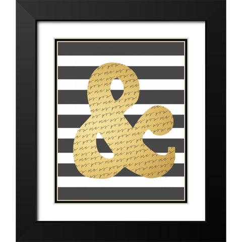 Faux Gold Ampersand Black Modern Wood Framed Art Print with Double Matting by Moulton, Jo