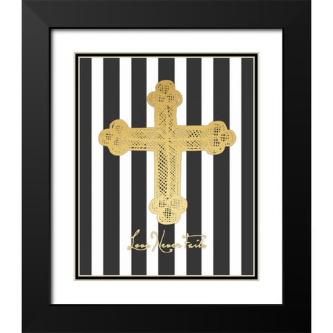 Gold Cross Black Modern Wood Framed Art Print with Double Matting by Moulton, Jo