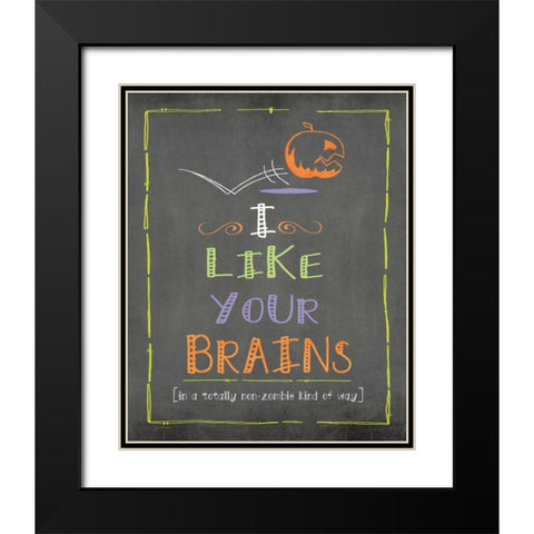Brains Black Modern Wood Framed Art Print with Double Matting by Moulton, Jo