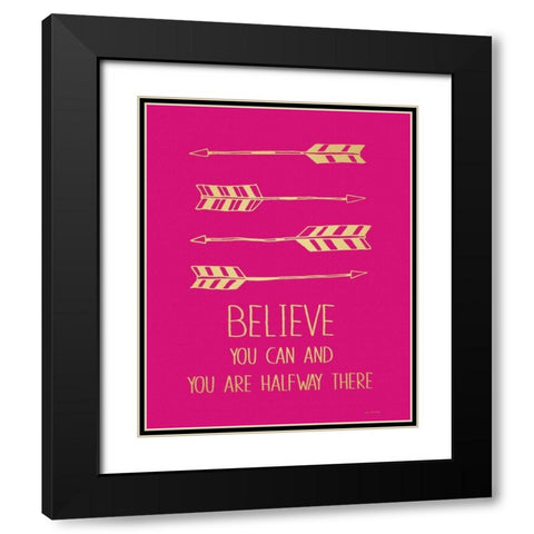 Fuchsia Believe Black Modern Wood Framed Art Print with Double Matting by Moulton, Jo