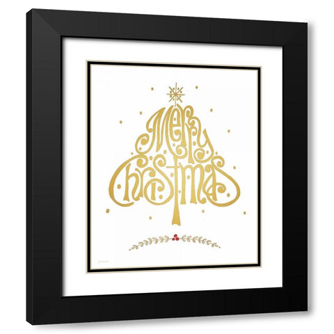 Merry Christmas Black Modern Wood Framed Art Print with Double Matting by Moulton, Jo