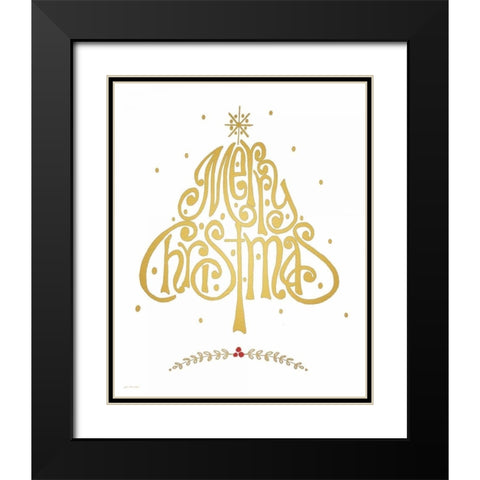 Merry Christmas Black Modern Wood Framed Art Print with Double Matting by Moulton, Jo