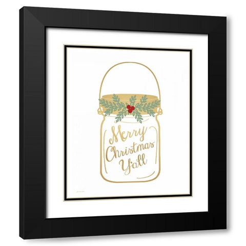 Merry Christmas Yall Black Modern Wood Framed Art Print with Double Matting by Moulton, Jo
