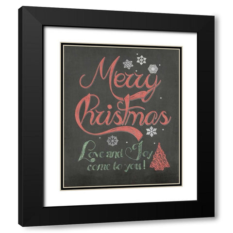 Merry Christmas Black Modern Wood Framed Art Print with Double Matting by Moulton, Jo