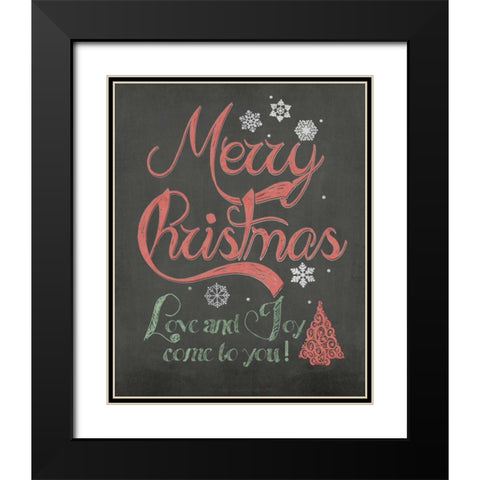Merry Christmas Black Modern Wood Framed Art Print with Double Matting by Moulton, Jo