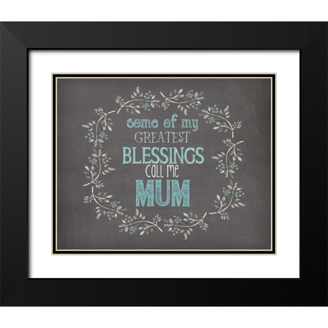 Mums Blessings Black Modern Wood Framed Art Print with Double Matting by Moulton, Jo
