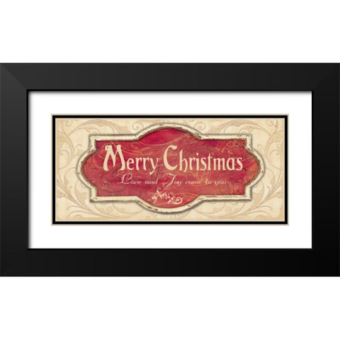 Merry Christmas Black Modern Wood Framed Art Print with Double Matting by Moulton, Jo