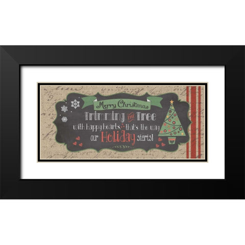 Merry Christmas Black Modern Wood Framed Art Print with Double Matting by Moulton, Jo