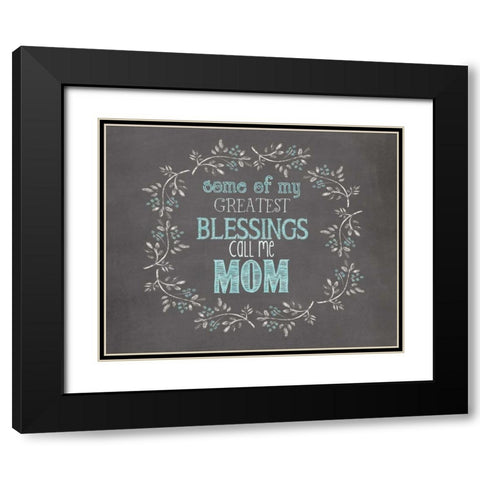 Moms Blessings Black Modern Wood Framed Art Print with Double Matting by Moulton, Jo