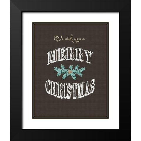 Merry Christmas Wish Black Modern Wood Framed Art Print with Double Matting by Moulton, Jo