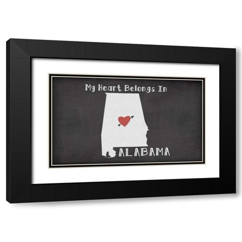 Alabama Chalk Black Modern Wood Framed Art Print with Double Matting by Moulton, Jo