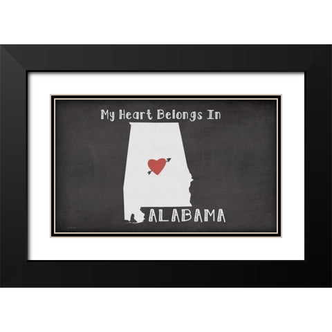 Alabama Chalk Black Modern Wood Framed Art Print with Double Matting by Moulton, Jo