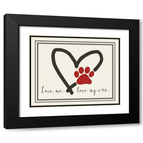 Love Me Cat Black Modern Wood Framed Art Print with Double Matting by Moulton, Jo