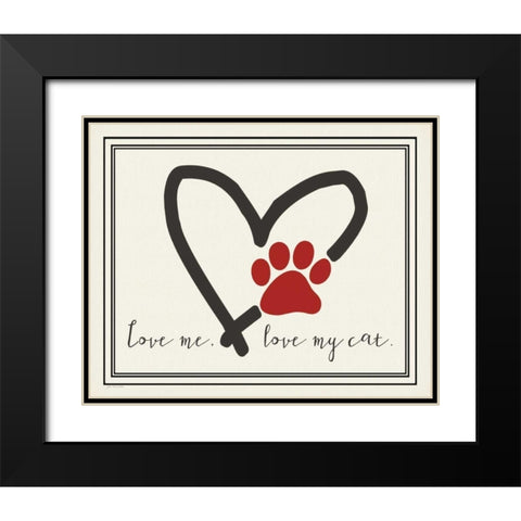 Love Me Cat Black Modern Wood Framed Art Print with Double Matting by Moulton, Jo