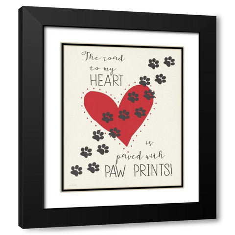 Paw Prints Black Modern Wood Framed Art Print with Double Matting by Moulton, Jo