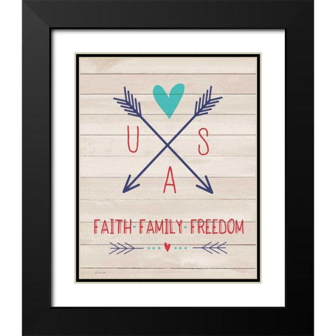 Faith Family Freedom Black Modern Wood Framed Art Print with Double Matting by Moulton, Jo