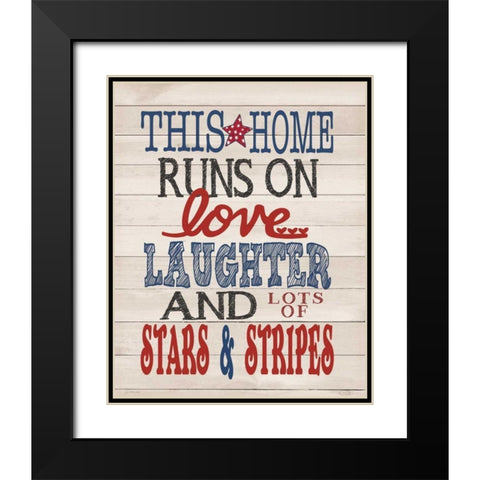 Stars and Stripes Black Modern Wood Framed Art Print with Double Matting by Moulton, Jo