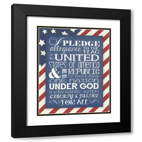 Flag Pledge of Allegiance Black Modern Wood Framed Art Print with Double Matting by Moulton, Jo