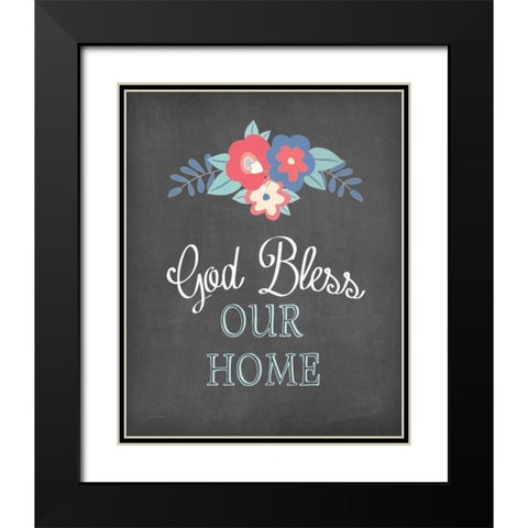 God Bless Our Home Black Modern Wood Framed Art Print with Double Matting by Moulton, Jo