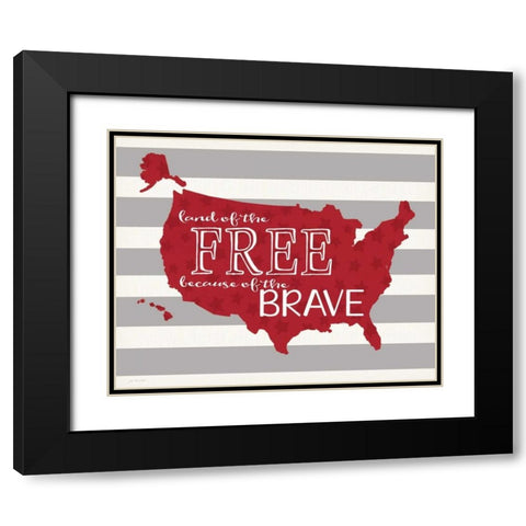Map of the Free Black Modern Wood Framed Art Print with Double Matting by Moulton, Jo