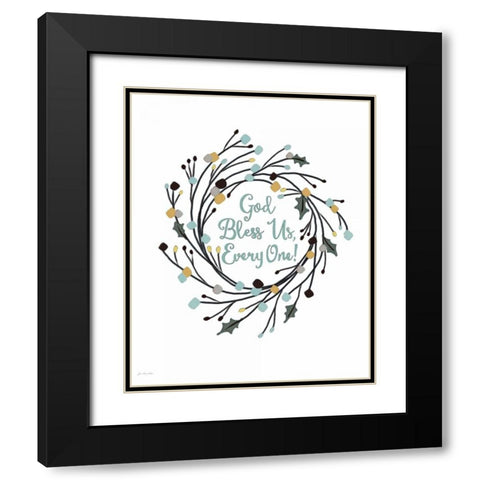 God Bless Us Everyone Black Modern Wood Framed Art Print with Double Matting by Moulton, Jo