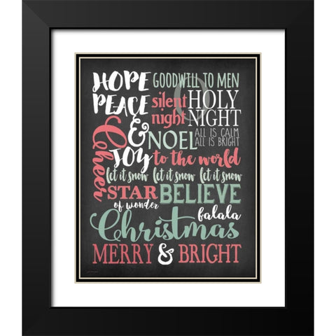 Merry and Bright Subway Black Modern Wood Framed Art Print with Double Matting by Moulton, Jo