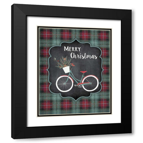 Merry Christmas Bike Black Modern Wood Framed Art Print with Double Matting by Moulton, Jo