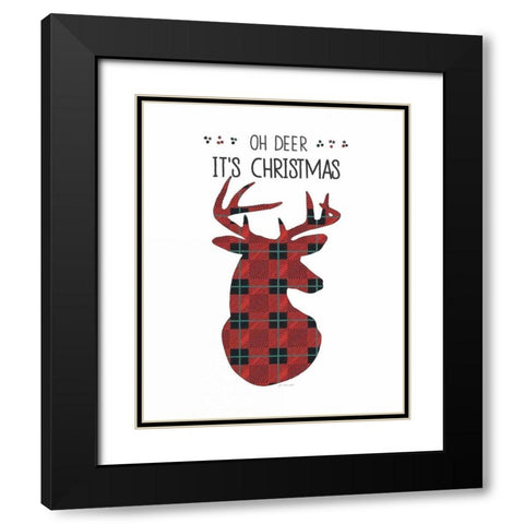 Oh Deer Its Christmas Black Modern Wood Framed Art Print with Double Matting by Moulton, Jo