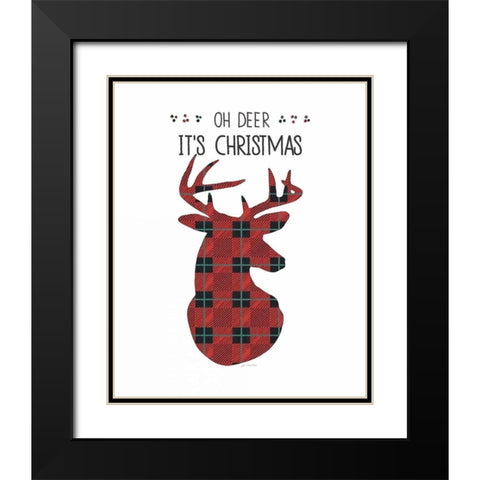 Oh Deer Its Christmas Black Modern Wood Framed Art Print with Double Matting by Moulton, Jo