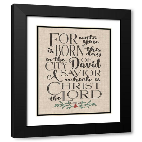 Luke 2-11 Linen Black Modern Wood Framed Art Print with Double Matting by Moulton, Jo