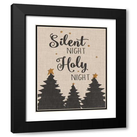 Silent Night - Linen Black Modern Wood Framed Art Print with Double Matting by Moulton, Jo