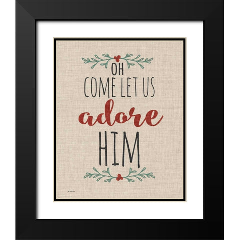 Adore Him Rustic Linen Black Modern Wood Framed Art Print with Double Matting by Moulton, Jo