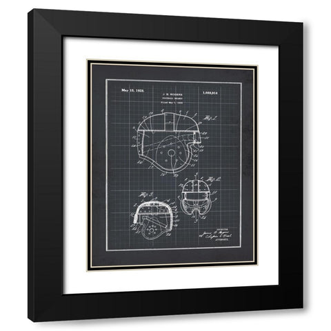 Football Helmet - Black Black Modern Wood Framed Art Print with Double Matting by Moulton, Jo