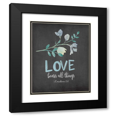 Love Bears All Black Modern Wood Framed Art Print with Double Matting by Moulton, Jo