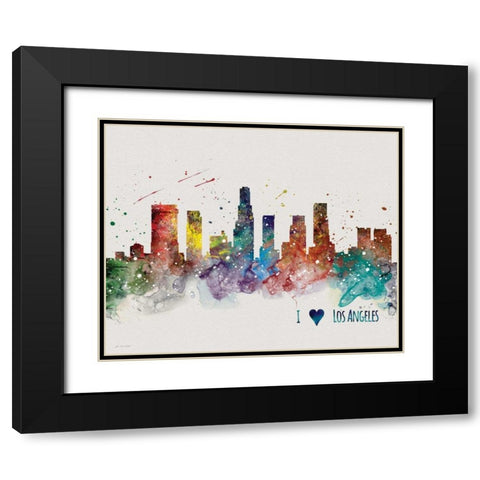 LA Black Modern Wood Framed Art Print with Double Matting by Moulton, Jo
