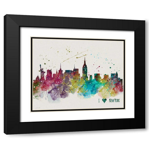 New York Black Modern Wood Framed Art Print with Double Matting by Moulton, Jo