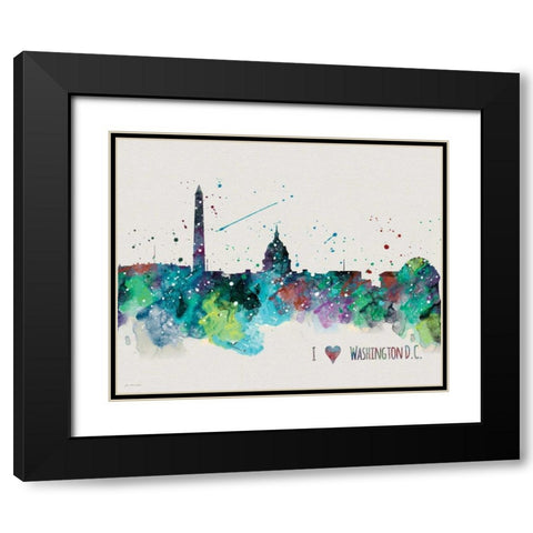 Washington DC Black Modern Wood Framed Art Print with Double Matting by Moulton, Jo