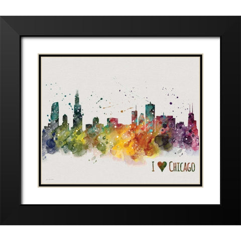 Chicago Black Modern Wood Framed Art Print with Double Matting by Moulton, Jo