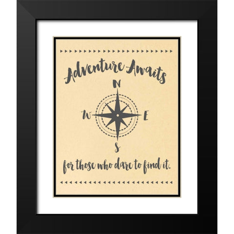 Adventure Awaits Black Modern Wood Framed Art Print with Double Matting by Moulton, Jo